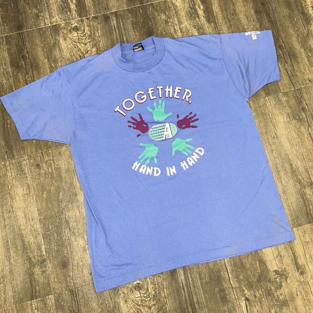 Vintage Acteens Together Hand in Hand Christian Tshirt Size XL Single Stitch USA